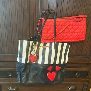 Betsey Johnson bag in a bag, large, red and black $27